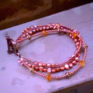 Bracelet handcrafted copper freshwater pearls